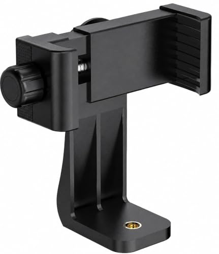 Image of 360 Degree Cell Phone Holder with Adjustable Clamp | Phone Tripod Mount Adapter Compatible with Smartphones & All Types of Tripods - Black