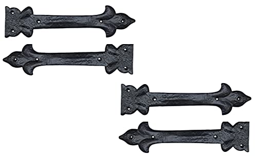 Image of Adonai Hardware Adonijah Antique Cast Iron Strap False or Faux or Dummy Hinges Front (10.40 inch X 4 Pack, Matte Black) for Barn Doors, Gates, Cabinets, Wooden Box, Furniture, Chest, Trunks and Sheds