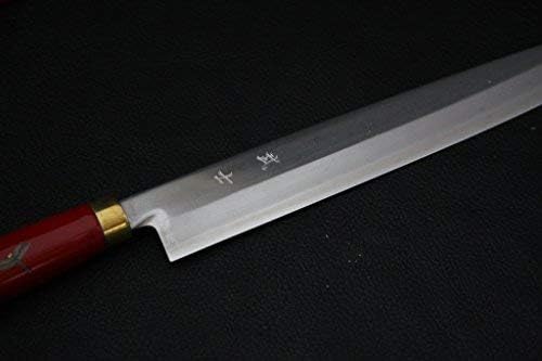 TAKESHI SAJI STAINLESS JAPANESE YANAGIBA CHEF KNIFE WITH MAKI-E ART JAPANESE LILY 270MM