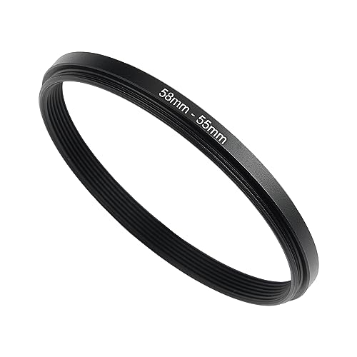 58mm to 55mm Step-Down Ring Filter Adapter,for All Brands UV ND CPL, Metal Ring Step-Down Rings Adapter Filter (58mm-55mm)