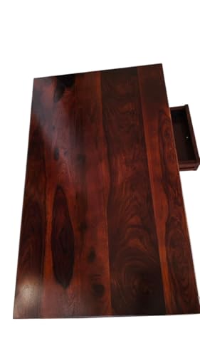 Image of MISAN Solid Sheesham Wood Coffee Table - Elegant Center Table with Two Spacious Drawers | Sturdy & Stylish Wooden Furniture for Home & Living Room (A - Dark Hony)