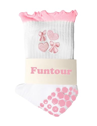 Image of Pilates Grip Yoga Socks For Women Barre Socks Cute Athletic Non Slip Sock | Soft cotton, breathable Non-slip grip sole Ruffle embroidery design For pilates barre yoga Cute women's gift