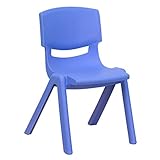 Flash Furniture Blue Plastic Stackable School Chair with 12'' Seat Height
