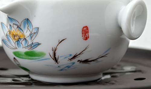 Image of Liang baobao Convenient Teapot Cup Porcelain Teacup White Glazed Travel tea set (Lotus)