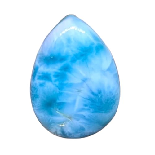 Larimar cabochon poire 30x21mm : la pierre plate idéale pour réussir vos sertissages