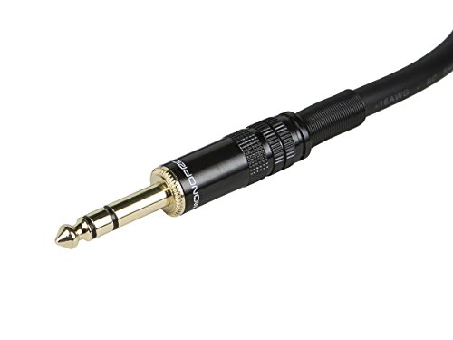 Image of Monoprice 104792 3ft Premier Series 1 /4in TRS Male to Male Cable, 16AWG (Gold Plated) Black