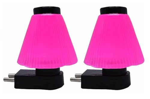 Image of GURUSOAMI Small Lamp Type 2 Pin LED Night Lamp 0.5 Watt Plug & Play Bulb For Bedroom, Living Room, Zero Watt Light Direct Socket Use For Night (Pink, 2)