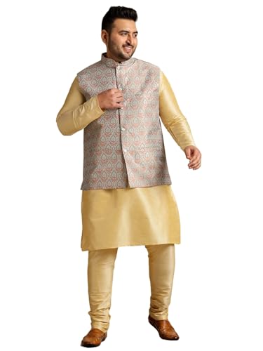 Kurta pyjama en soie mélangée dore porteur de tradition avec veste Nehru élégance intemporelle
