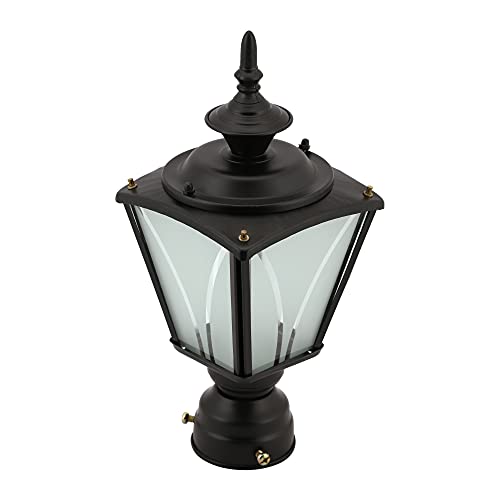 Image of SINOMAN Black Outdoor Exterier Lantern Gate Light Waterproof Lighting Fixture Lamp Perfect for Entrance, Patio Columns and Modern Design for Home Decor (Pack of 1) (Without Bulb)