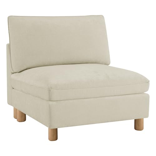 Image of CHITA Super Large Sectional Couches for Living Room, Modular Cloud Couch Sectional Sofa, Premium Fabric Couches, Down Filled, High Density Foam, Chenille in Cream, Armless Chair