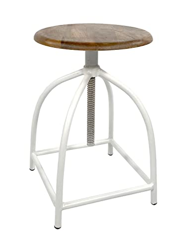 casamia Drehhocker Barhocker Hocker Drehstuhl höhenverstellbar Liverpool Massivholz nachhaltig Metall-Gestel Farbe reinweiß - Tabacco Cover