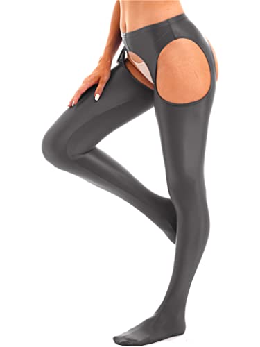 Women's Semi Opaque Oil Glossy Stockings Pantyhose Leggings Cutout Footed Tights Pants