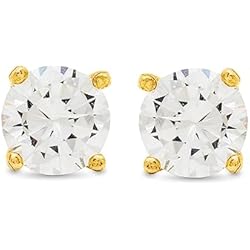 Pendientes de Plata de Ley 925 y Circonita Brillante acabados en oro amarillo de 18 quilates - Básico