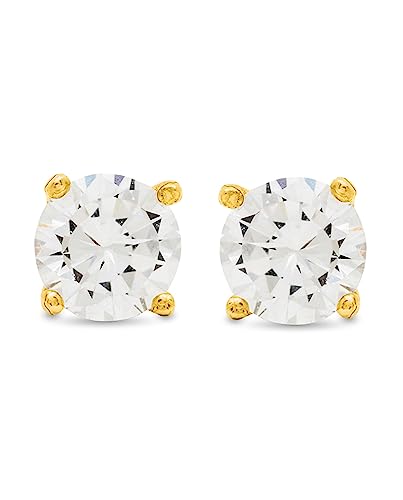 Pendientes de Plata de Ley 925 y Circonita Brillante acabados en oro amarillo de 18 quilates - Básico