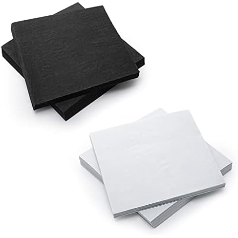 200 Sheets Tear Away Stabilizer Backing 8 x 8 Inch Embroidery Precut Sheets Black White Fabric Stabilizer for Machine Embroidery Hand Sewing Hoops Quilting, Medium Weight 2.1 oz Cover