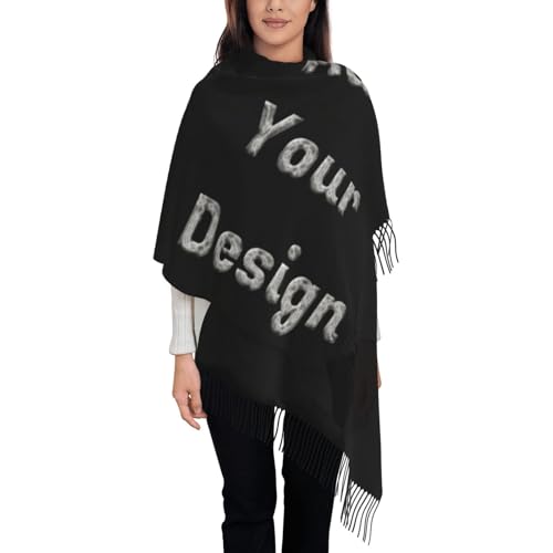 Custom Tassel Scarf Personalized Picture Text Warm Scarf Customized Cashmere Shawl Scarf for Woman Man