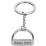 Dinikally Llavero personalizado de acero inoxidable con forma de cuña de caballo con nombre grabado, regalo para los amantes de los caballos.