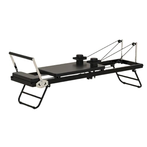 XJLKYMX Pilates Reformer Machine, Foldable Pilates Equipment for Home Workouts, Adjustable Intensity Pilates Machine, for Reformer Body Stamina Stretching Balance Exercise Workout,Black
