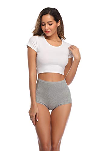 Image of Women's High Waist Cotton Underwear Soft Brief Panties Decorated with Lace Regular and Plus Size