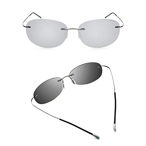 Image of RONSOU Ultralight Rimless Polarized Sunglasses for Men Women Vintage Titanium Frameless Colorful Fashion Shades