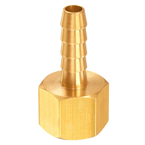Uenede 6Pcs Solid Brass Thread Barb Hex Fittings 1/4"Npt Female X 1/4" Barb Include 6 Stainless Steel Clamps #TOP5