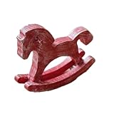 Charmante décoration peinte à la main : contient un petit cheval à bascule en bois, peint à la main et fini pour mettre en valeur le grain naturel ; la taille compacte de 5 cm x 3 cm x 10 cm en fait une pièce de collection pour la maison et le bureau.
