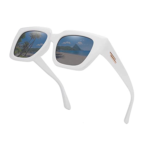 E R Elegant Rabbit Gafas De Sol Retro De Gran Tamaño Para Mujer, Gafas De Sol Modernas Con Marco Grueso 9329, White, Medium E R Elegant Rabbit Gafas De Sol Retro De Gran Tamaño Para Mujer, Gafas De Sol Modernas Con Marco Grueso 9329, White, Medium