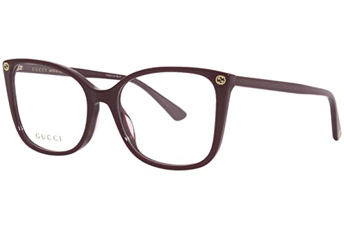 Gucci GG0026O 012 Eyeglasses Women's Burgundy Full Rim Cat Eye 53mm
