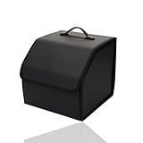 ECVUKQ Auto Kofferraum Organizer, Kofferraumtasche Klappbar Aufbewahrungsbox PU Lede Auto box Kofferraum mit Griffen für SUV Limousine Camping (30×30×30cm)