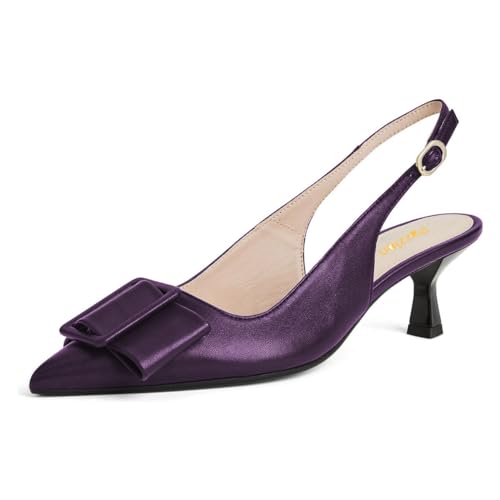 Pazzion Women Closed Pointy Toe Mid Heel Slingback Pumps Buckles Slip On Kitten Heels Strappy Sandals Casual Working Shopping Shoes Size 4-16 US - Main Image