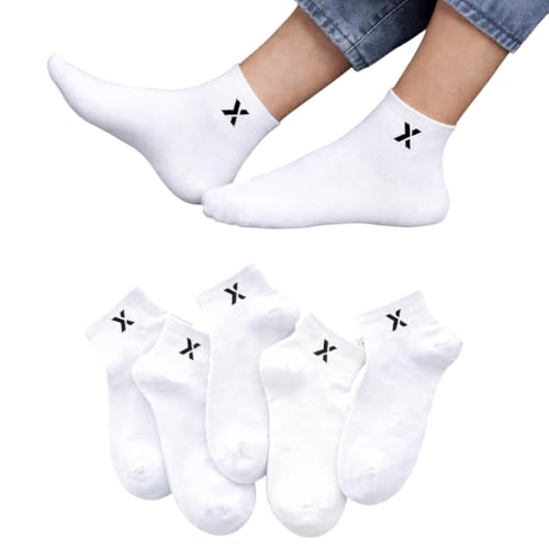 Image of RECKZOZ Men's Cotton Blend Ankle Length Socks, Multicolour, Free Size, Breathable, Casual Wear, 5 Pair