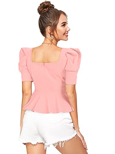 Image of ILLI LONDON Women's Puff Sleeve Peplum TOP