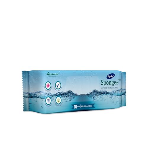 Image of Dignity Spongee Soft Body Cleansing Wet Wipes for Adult, 240x300 mm (Pack of 2) 20 Wipes
