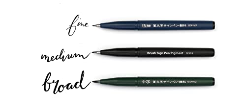 Pentel XSESP15/3 Brush Sign Pen - Pigment Black Ink Edition Calligraphy Pen with Flexible Brush Tip, Blister Card with 3 Line Widths - Image 2