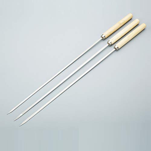 Good 50 peças de garfos de aço inoxidável para churrasco, cabo de madeira, palitos de churrasco, agu