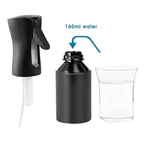 Uervoton Spray Bottles Continuous Ultra Fine Mist Empty Water Bottles Hairdresser Spray Bottles Salon Hairdresser Hair Tool Water Sprayer (160 ml, Black)