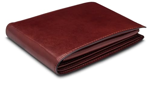 Bosca Men's Italian Leather Bifold Wallet with Removable ID Passcase, RFID Blocking, 8 Card Slots, and Divided Currency Well - Made in Italy, Dark Brown4