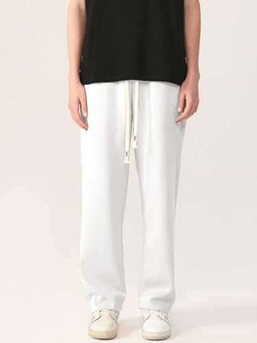 Image of dockstreet Straight Wide fit Long Length Trouser Style Drawstring Trackpant for Men /Trending Sporty Style, Relaxed Casual Pants for Men