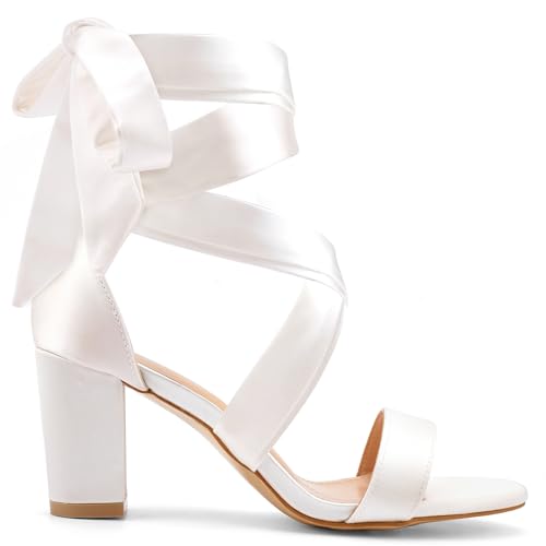 Leticia Strappy Heels for Women Chunky Heel Sexy Open Toe Lace Up Block Heels Comfortable High Heeled Sandals for Women Dressy Summer2