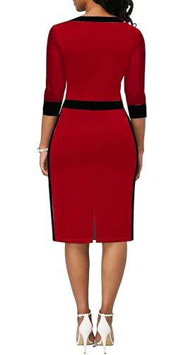 Image of Xinlees Women's Bodycon Pencil Dress Sexy Short Ruffles Sleeve Clubwear Basic Fitted Outfits Casual Midi Dresses