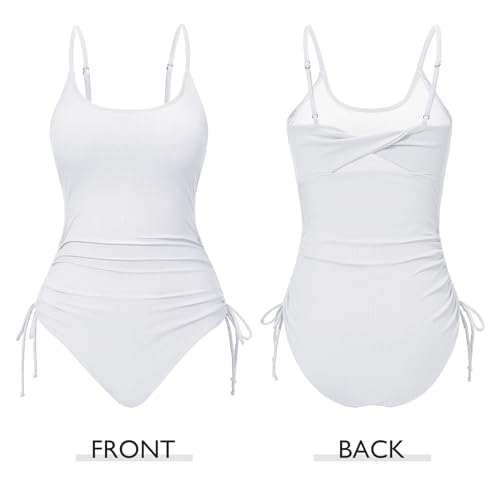 Zando Ribbed One Piece Swimsuit Women Tummy Control Swim Suits for Women Sexy Tie Side High Cut Bathing Suit Swimwear2