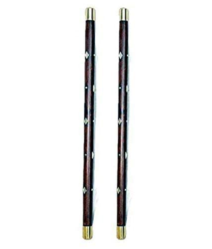 Hand Carved Hand Walking Stick Sheesham Wooden Walking Rule Swagger Stick with Brass Work Morning Walk Hand Stick for Old People- 24 Inch (Black) Pack of 2-image-34