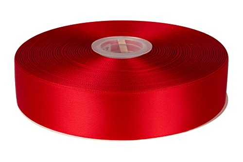 Fondersy 38mmX 91M Double Faced Satin Ribbon Red Polyester Ribbon for Gift Wrapping Wedding Decoration Floral Arrangement Crafts