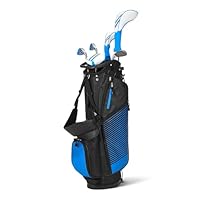Amazon Basics Golfschlägerset, 6-teilig mit Standtasche, übergroße Schlagfläche, niedriger Schwerpunkt,Rechtshänder, Blau/Schwarz