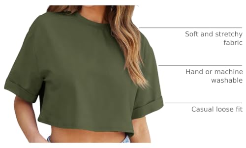 Image of Tankaneo Women Crop T-Shirts Half Sleeve Drop Shoulder Cropped Tops Y2K Casual Summer Basic Tees