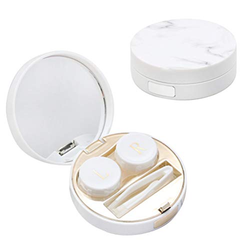 Healifty Mini caixa de lentes de contatos para viagem com padrão de mármore, estojo de lentes portát