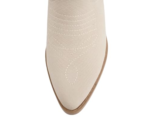 Image of Soda RENO ~ Women Western Cowboy Stitched Pointe Toe Low Heel Ankle Mid Shaft Fashion Boots