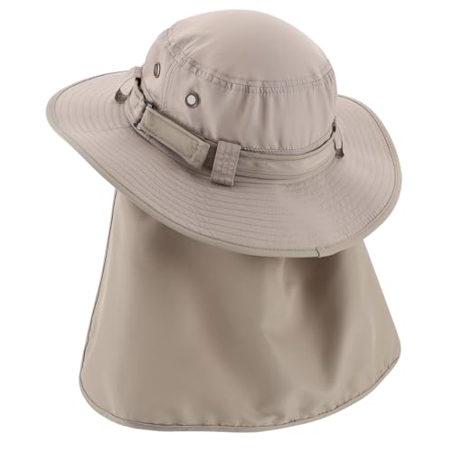 Image of Home Prefer UPF50 Mens Sun Hat with Neck Flap Quick Dry UV Protection Cap Womens Wide Brim Fishing Hat Neck Flap Beach Garden