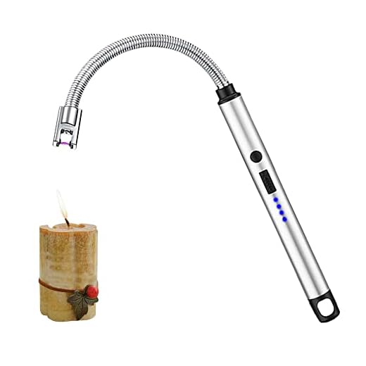 SKRFIRE Mechero eléctrico para velas, para exteriores, resistente al viento, recargable, de plasma, adecuado para cocina, vela, cocina de gas y barbacoa (plata)