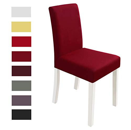 yokamira Fundas para Sillas Pack de 4, Fundas de Silla de Comedor Elasticas Respaldo Alto, Cubiertas para Sillas Asiento Extraíbles y Lavables, para Modernas Boda, Hogar, Restaurante, Rojo-2